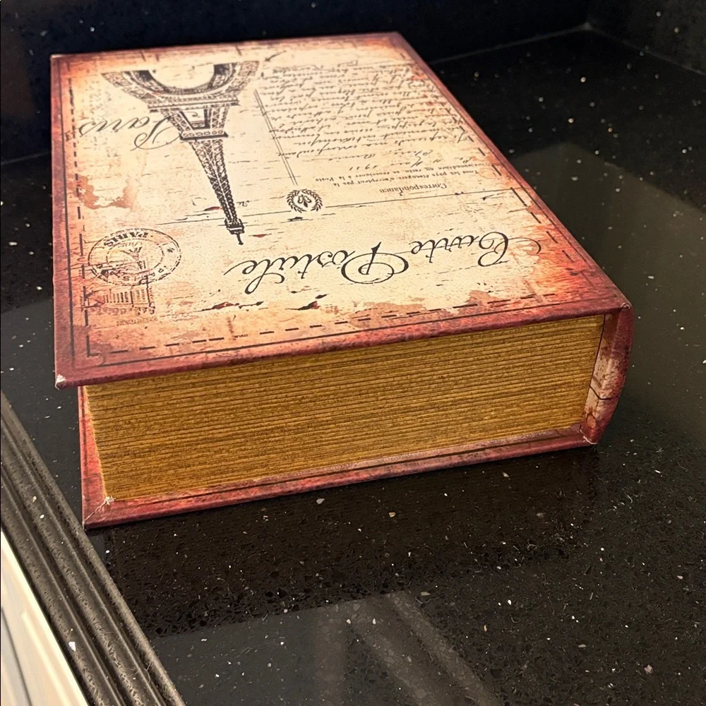 Vintage Inspired Faux Book Storage Riser Paris World Map Shabby Chic Cottagecore - Picture 7 of 13